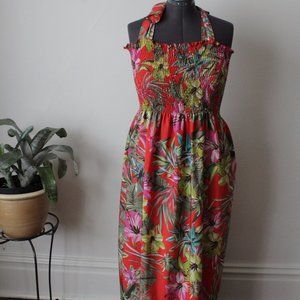 Hand made Tropical Halter Maxi Dress Petite XL